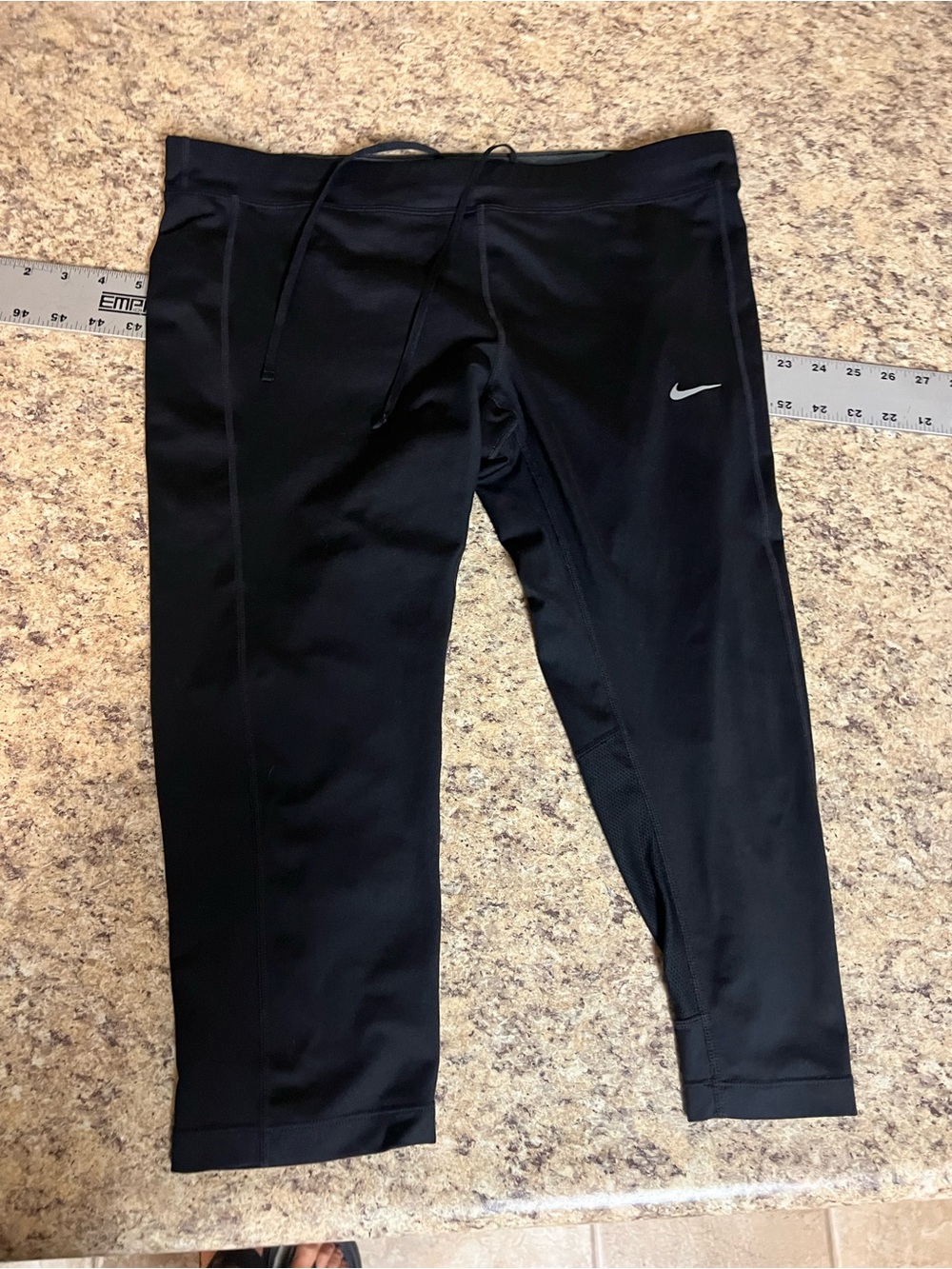 Nike Black Womens Capri Athletic Leggings with Swoosh XL active running tights